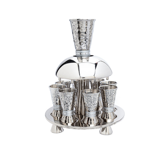 Wine Fountain Hammered Nickel – Colored Aluminum Rings - Shades of Silver