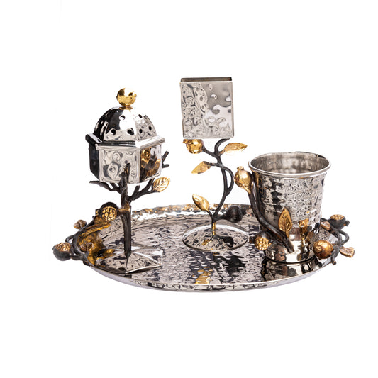 Hammered Havdalah Set – Sculpted Pomegranates