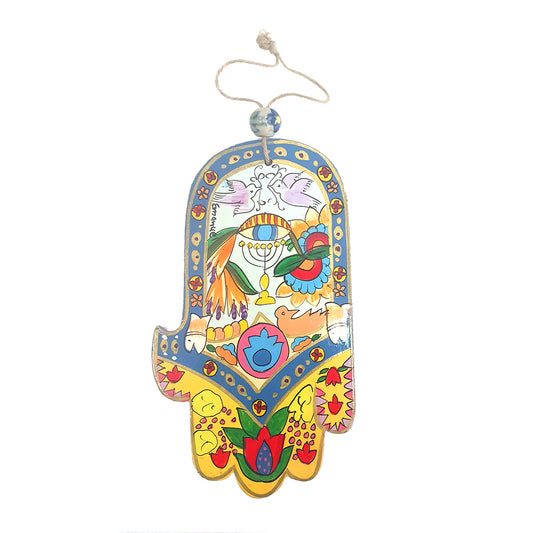 Hand-Painted Wooden Hamsa - Evil Eye