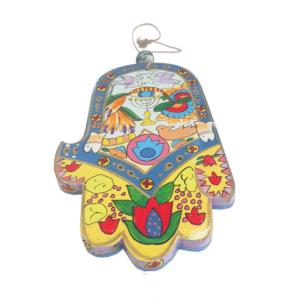 Hand-Painted Wooden Hamsa - Evil Eye