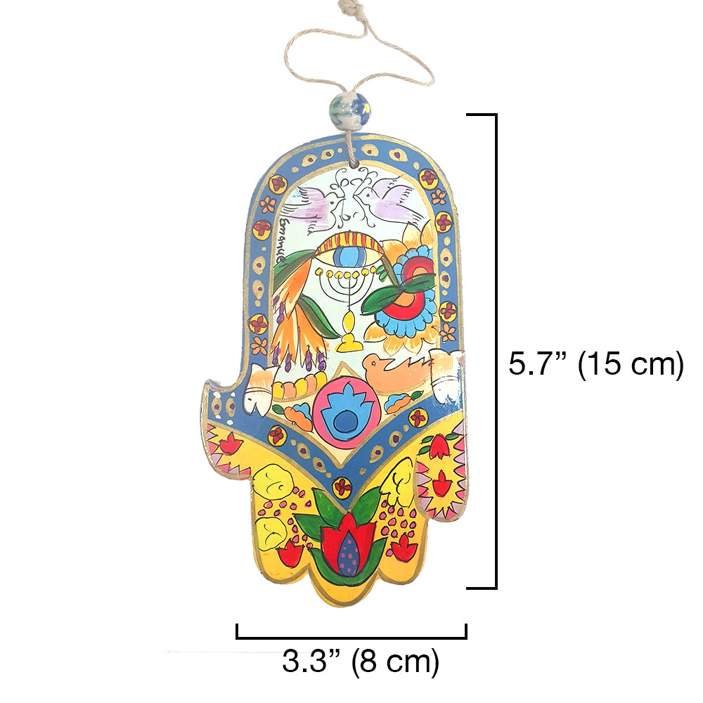 Hand-Painted Wooden Hamsa - Evil Eye