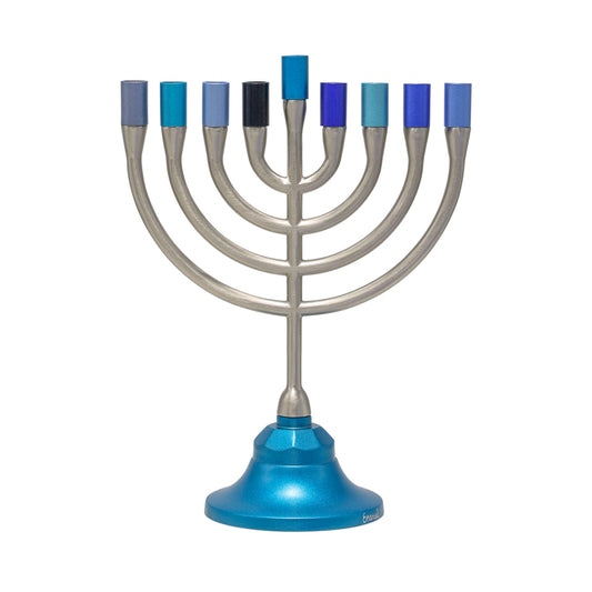 Hanukkah Menorah Classic Minimal 9-Branch Design - Shades of Blue