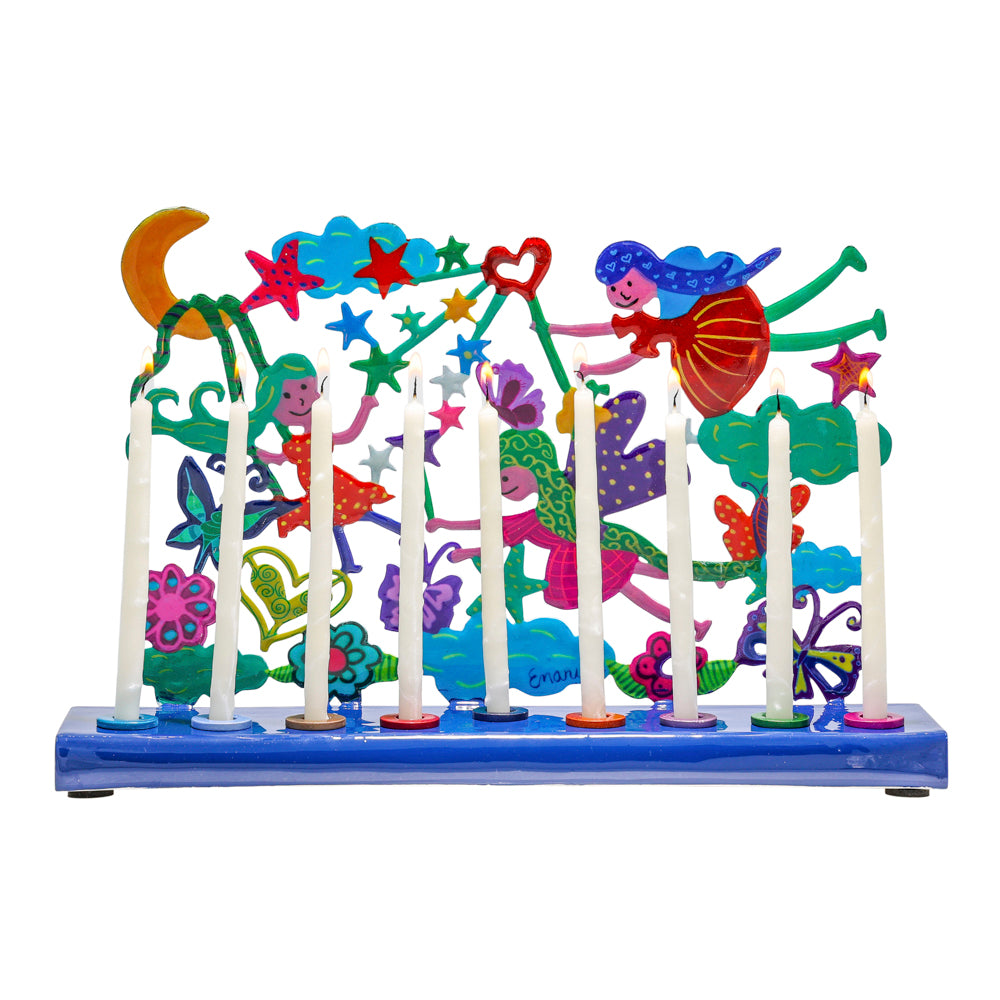 Hanukkah Menorah - Colorful Lazer-Cut Fairies