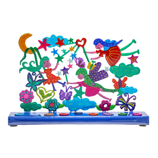 Hanukkah Menorah - Colorful Lazer-Cut Fairies