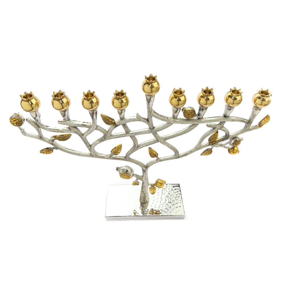 Hanukkah Menorah - Sculpted Tree of Life and Pomegranates