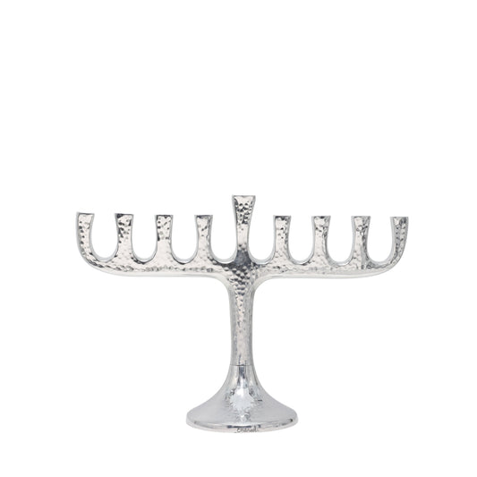 Hanukkah Menorah - Modern 9 Branch Hammered Aluminum