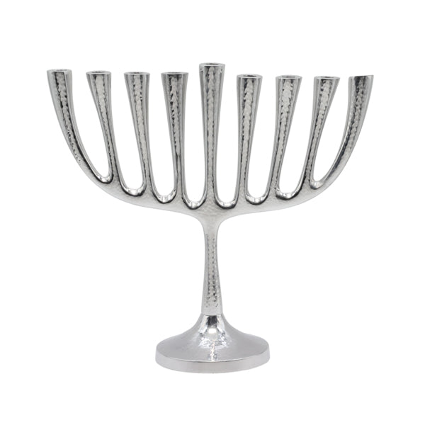 Large Hanukkah Menorah - Modern Hammered Aluminum