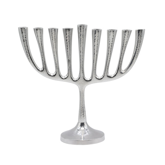 Large Hanukkah Menorah - Modern Hammered Aluminum