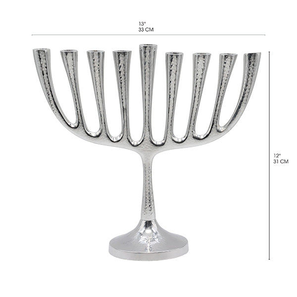 Large Hanukkah Menorah - Modern Hammered Aluminum