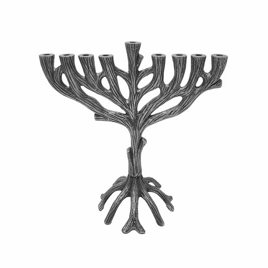 Hanukkah Menorah - Organic Tree of Life - Silver