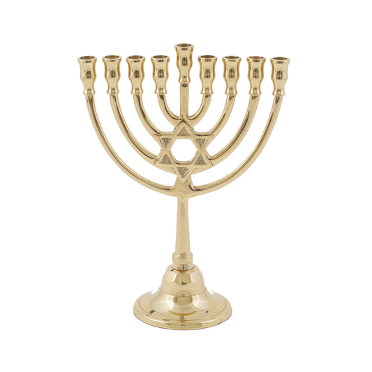 Classic Bronze Hanukkah Menorah - Star of David