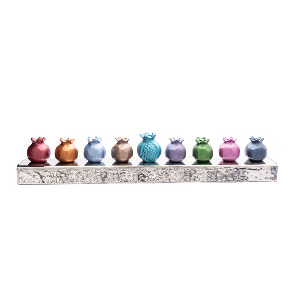 Hanukkah Menorah - Pomegranate Strip - Multicolor