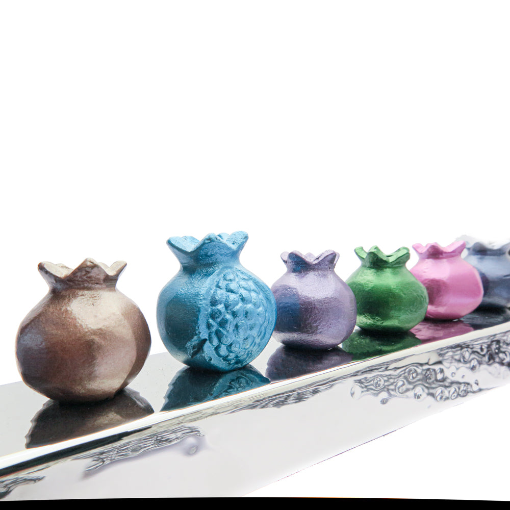 Hanukkah Menorah 14.5" - Pomegranate Strip - Multicolor