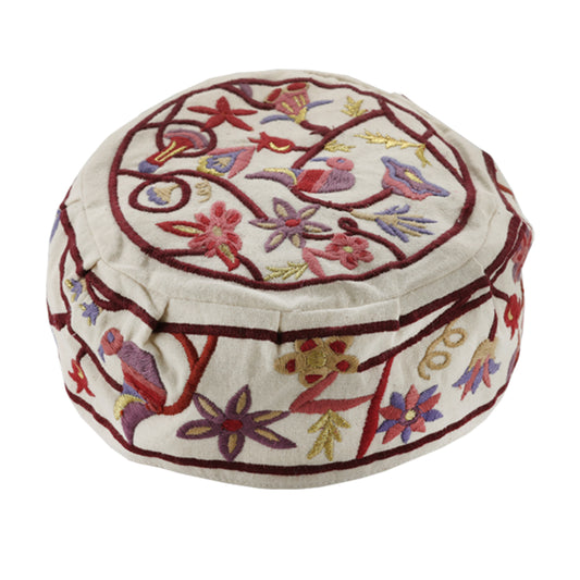 Bukharan Kippah – Embroidered Birds and Flowers