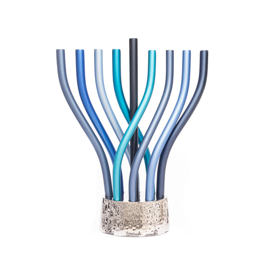 Hanukkah Menorah - Intertwined Branches - Shades of Blue