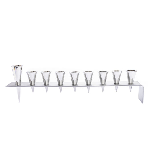 Hanukkah Menorah 15" - Silver Cones