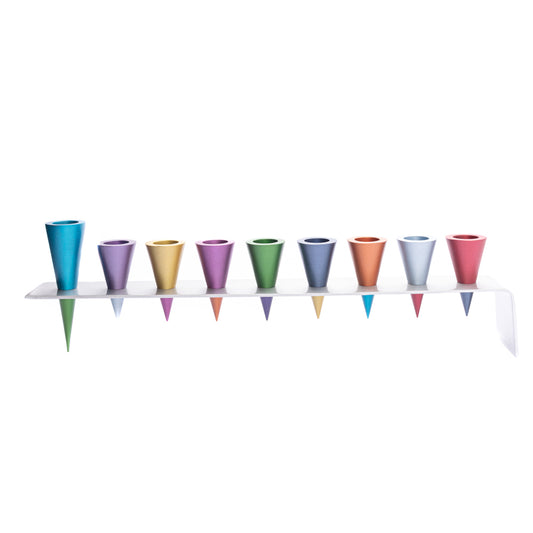 Hanukkah Menorah - Multicolor Cones