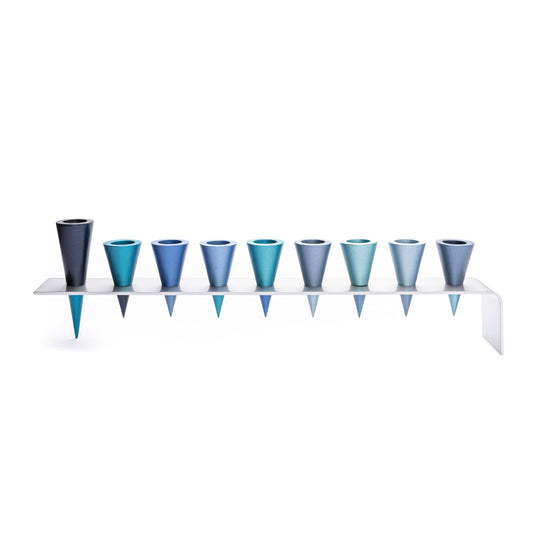 Hanukkah Menorah - Multicolor Cones - Shades of Blue