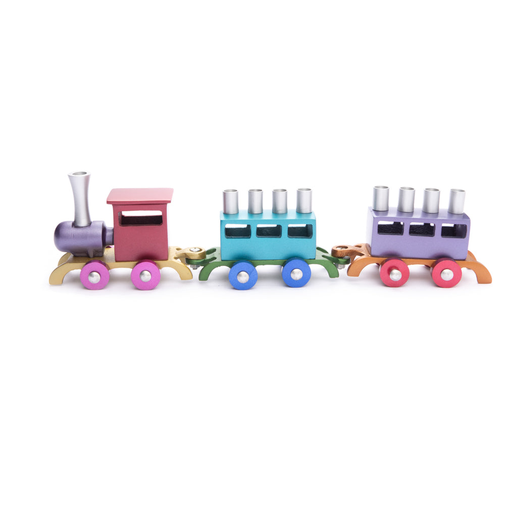 Colorful Anodized Aluminum Train Menorah