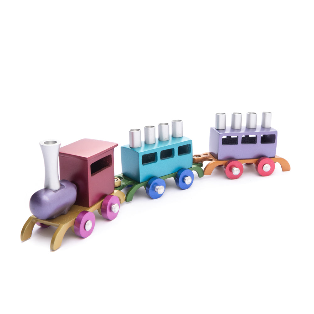 Colorful Anodized Aluminum Train Menorah