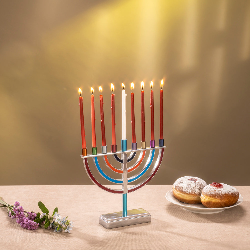 Hanukkah Menorah Classic Style with Colored Branches