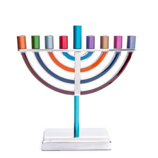 Hanukkah Menorah Classic Style with Colored Branches 6.7"