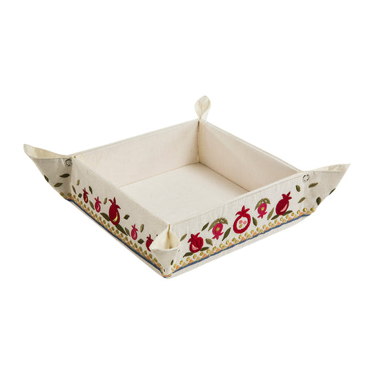 Embroidered Folding Matzah Box – Pomegranates