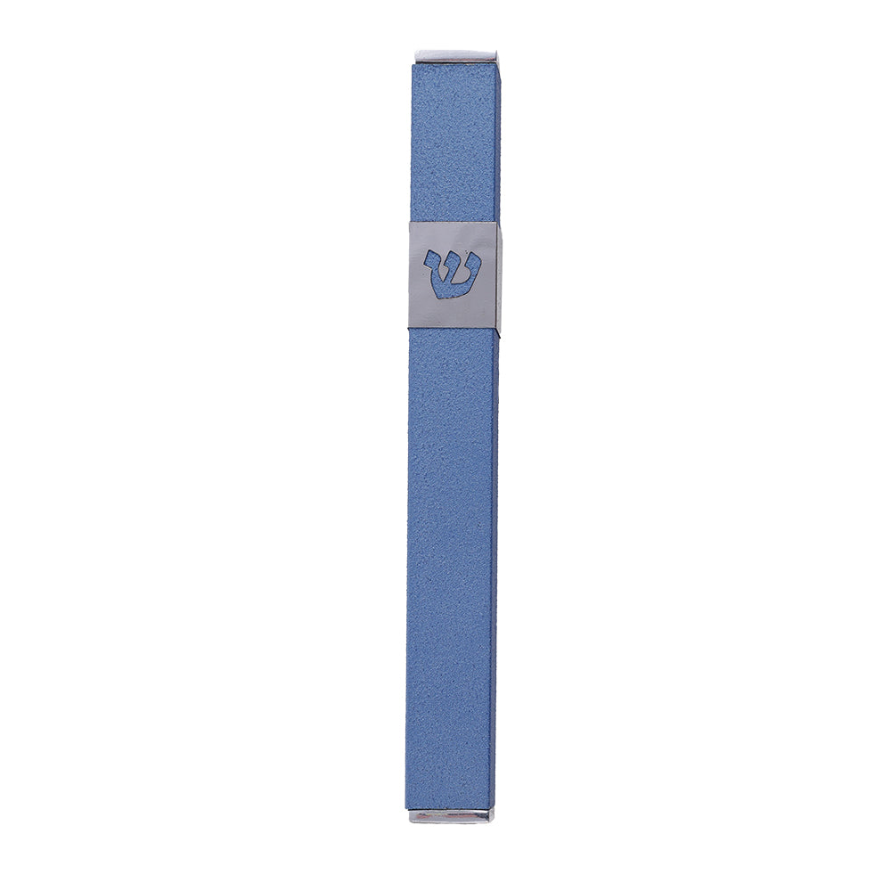 Contemporary Metal Mezuzah Case - Blue