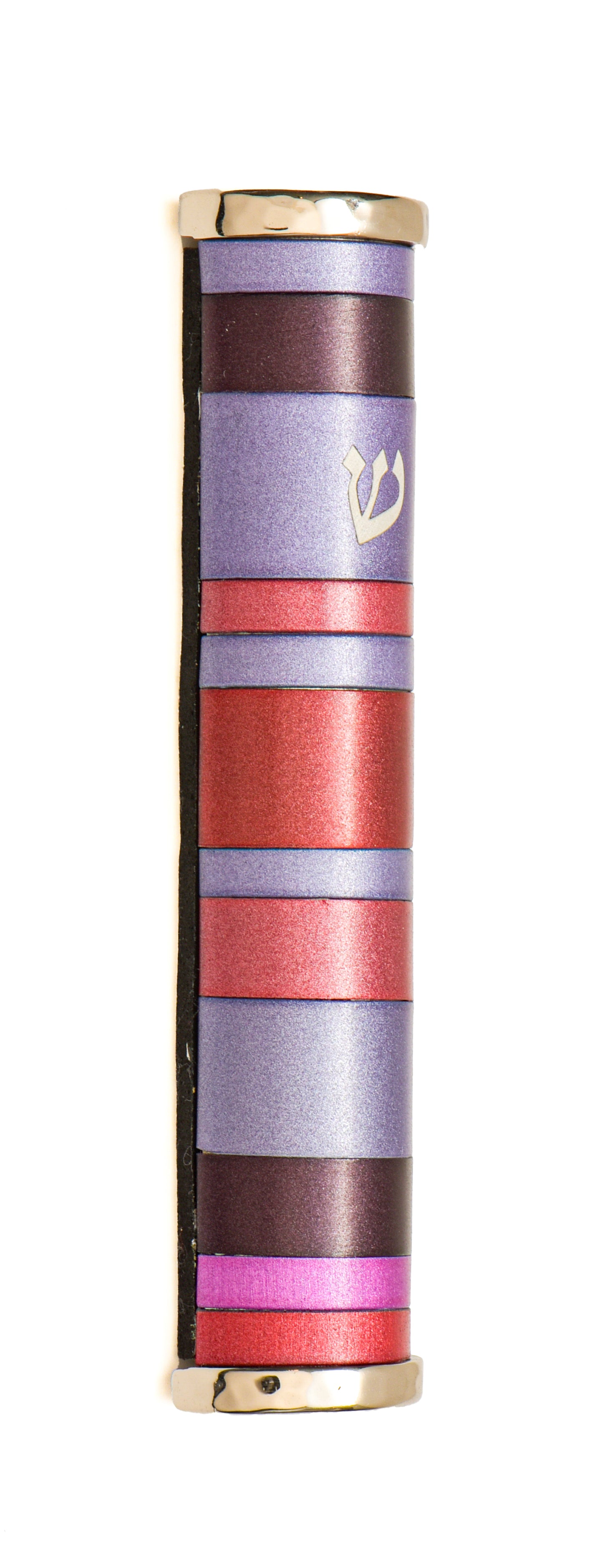 Anodized Aluminum Mezuzah Case with Colorful Rings – 4.7"