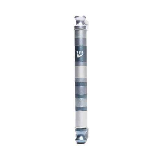 Modern Anodized Aluminum Mezuzah Case with Colorful Rings - Gray