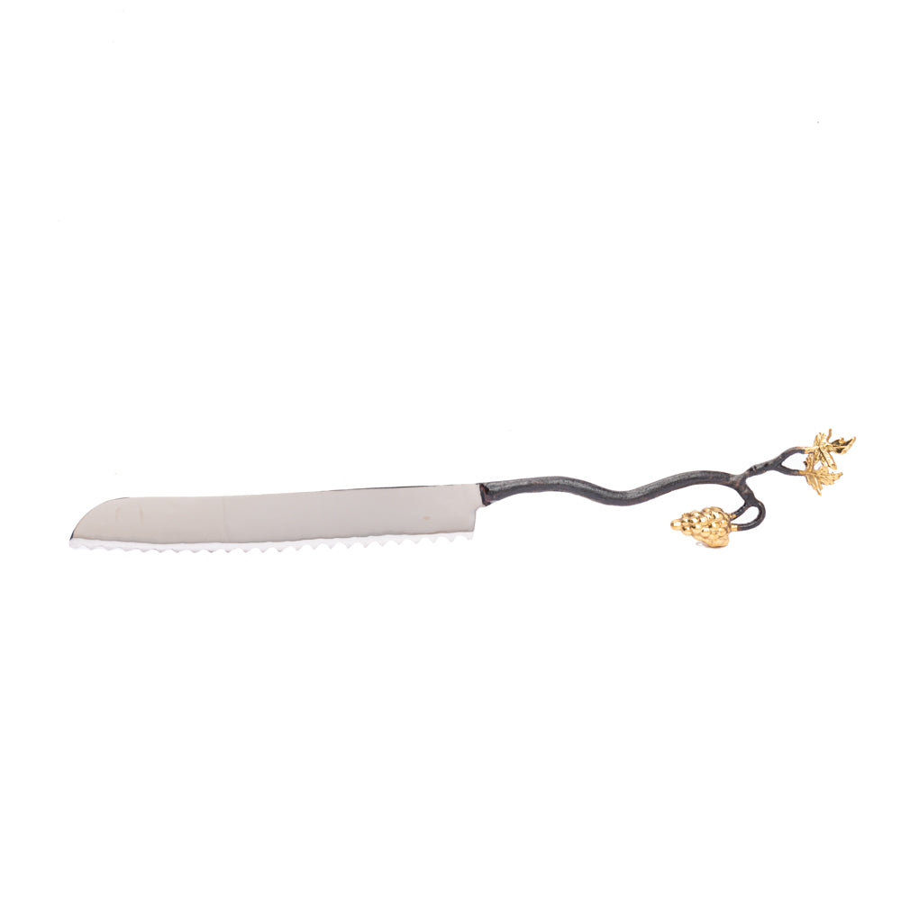 Challah Knife with Decorative Grape Vine Handle