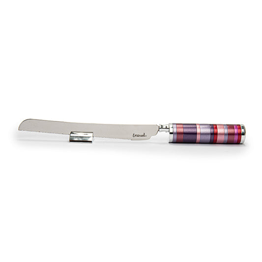 Challah Bread Knife with Detachable Salt Shaker - Maroon