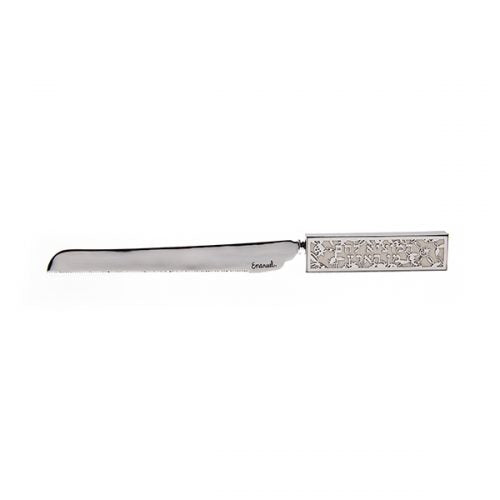 Challah Bread Knife with Ceramic Filigree Decorated Handle