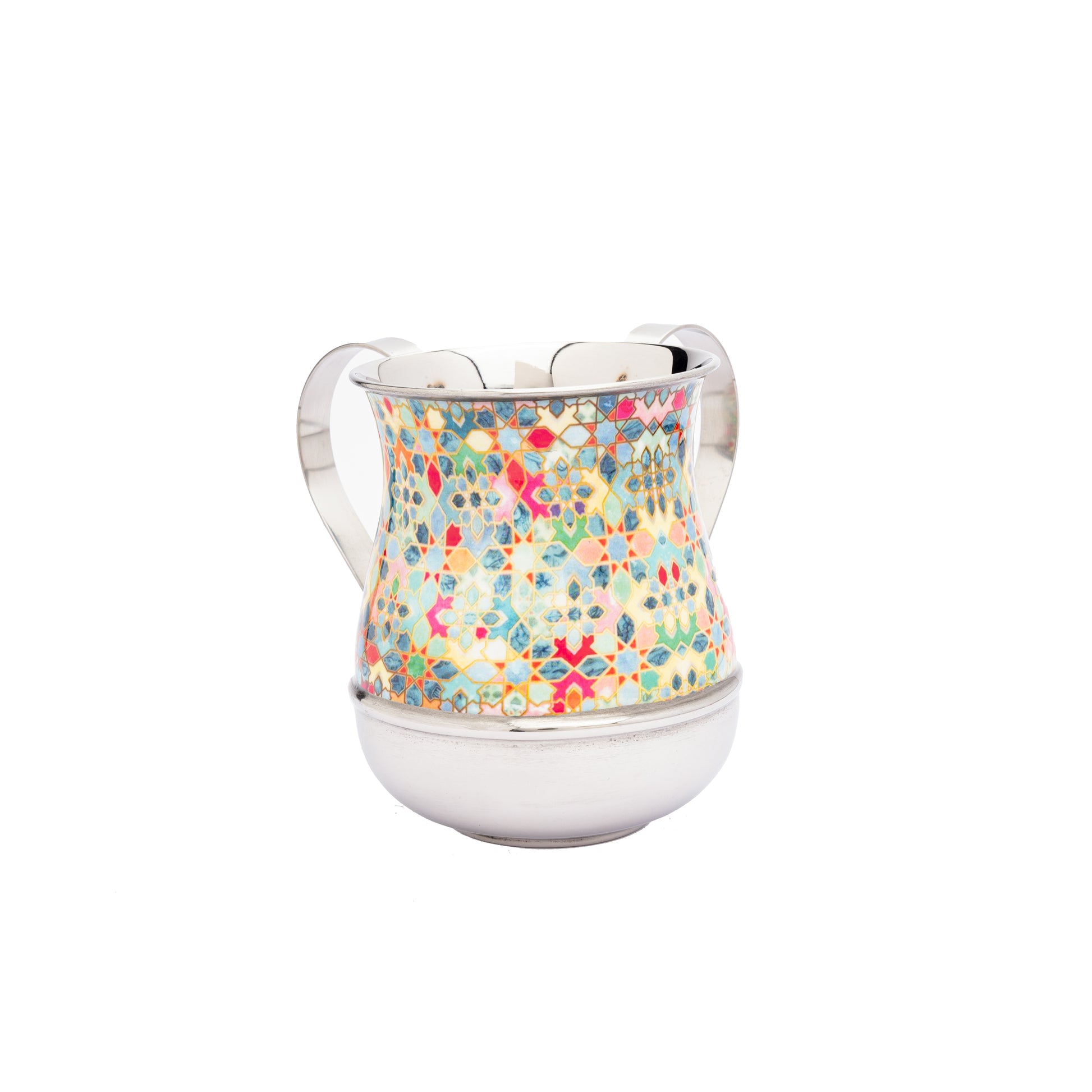Netilat Yadayim Hand Washing Cup with Mosaic Tile Pattern - Multicolor