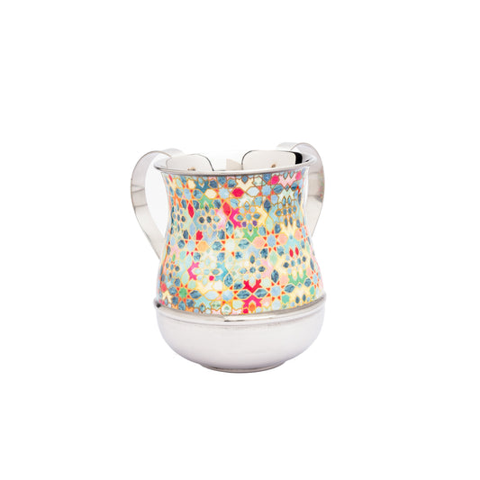 Netilat Yadayim Hand Washing Cup with Mosaic Tile Pattern - Multicolor