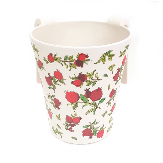 Bamboo Fiber Hand Washing Cup for Netilat Yadayim - Pomegranates White