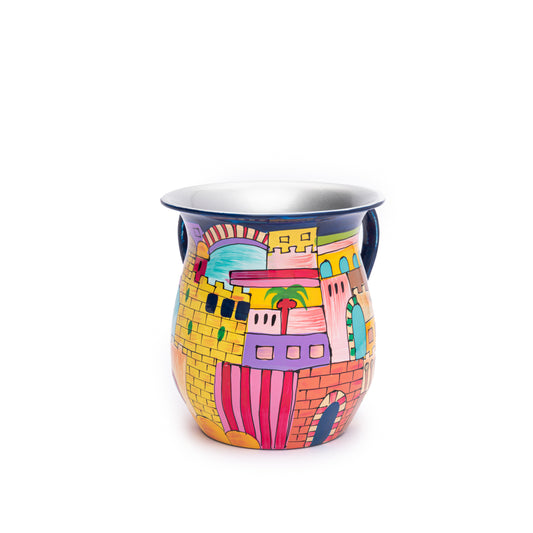 Hand-Painted Aluminum Netilat Yadayim Hand Washing Cup - Jerusalem