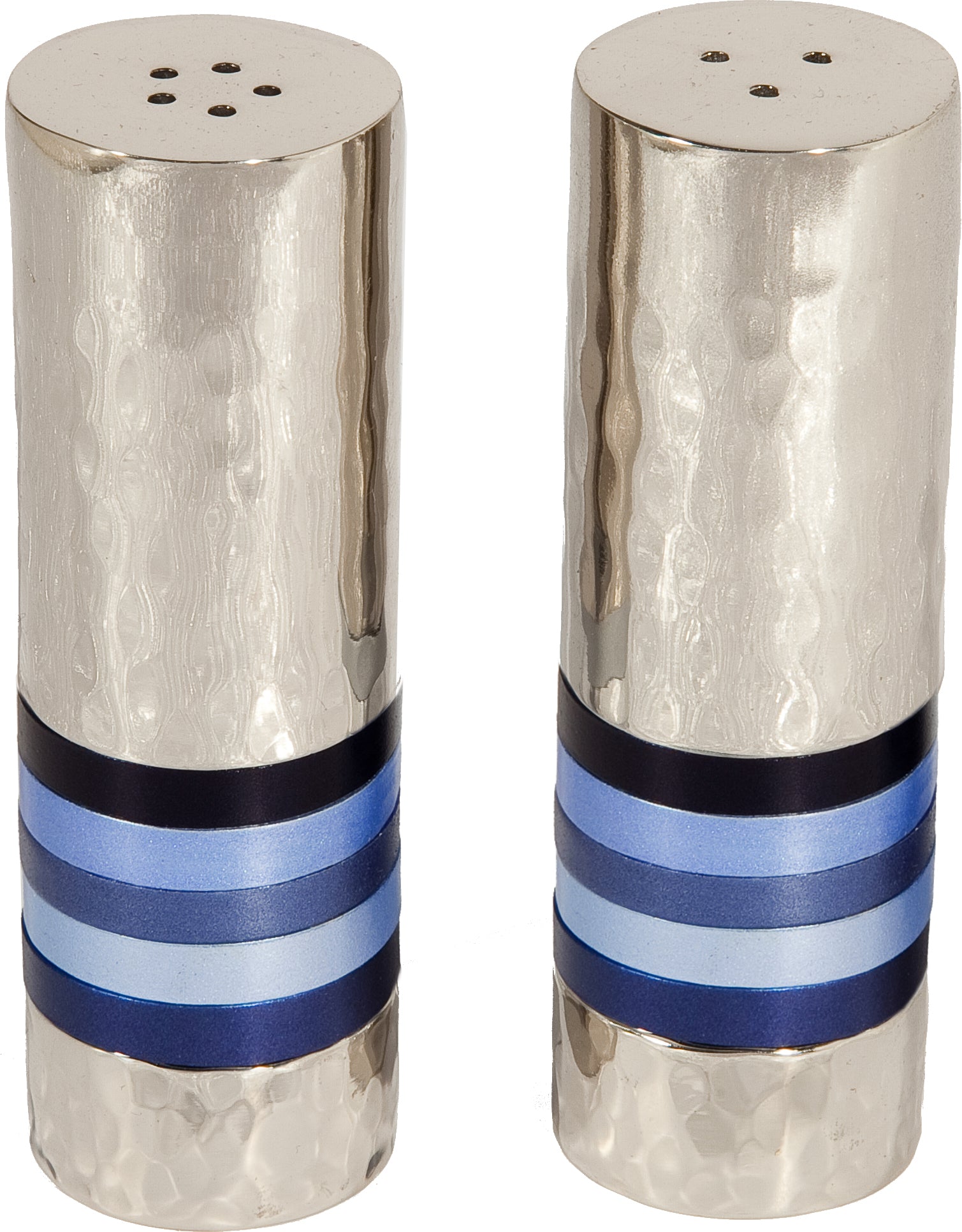 Hammered Salt and Pepper Shaker Set - Shades of Blue