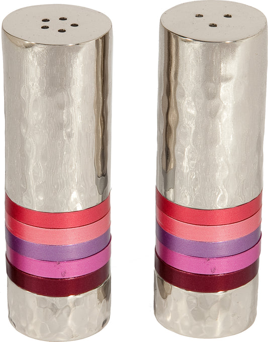 Hammered Salt and Pepper Shaker Set - Maroon