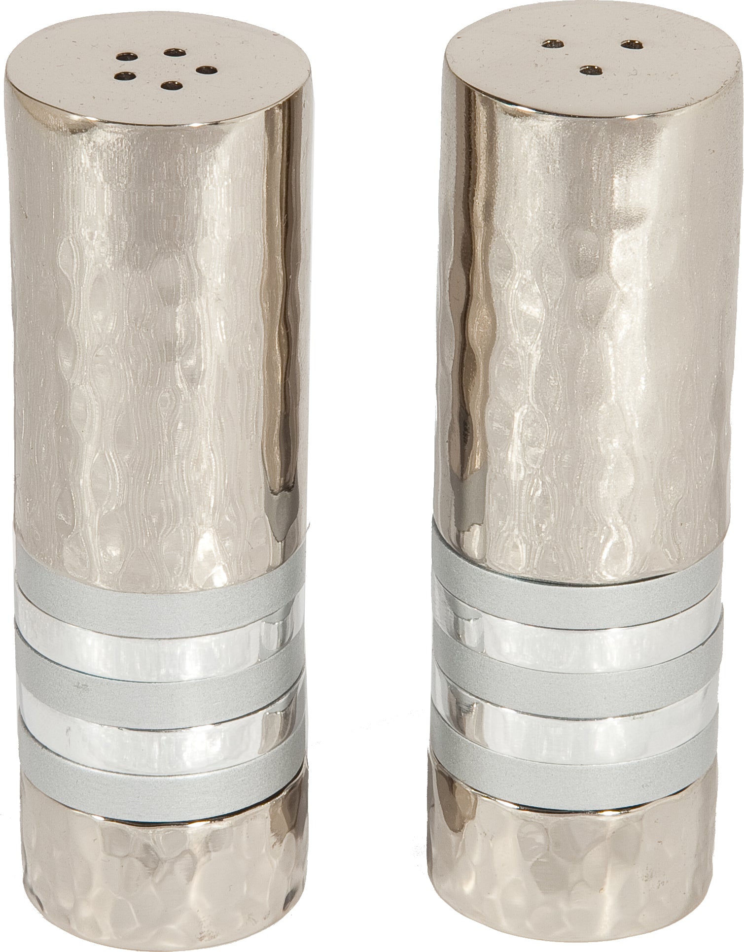 Hammered Salt and Pepper Shaker Set - Shades of Silver
