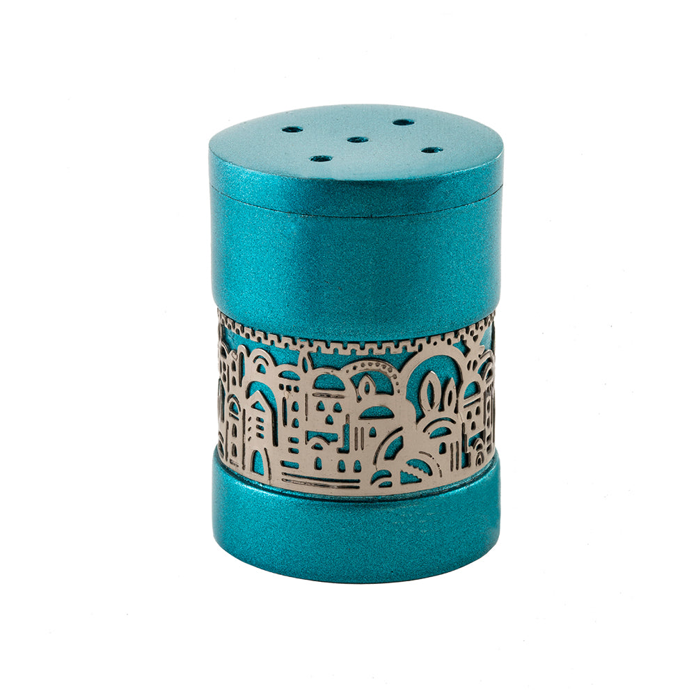 Anodized Aluminum Salt Shaker - Jerusalem Design - Turquoise