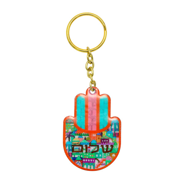 Metal Hamsa Hand Keychain Charm - 1.7"