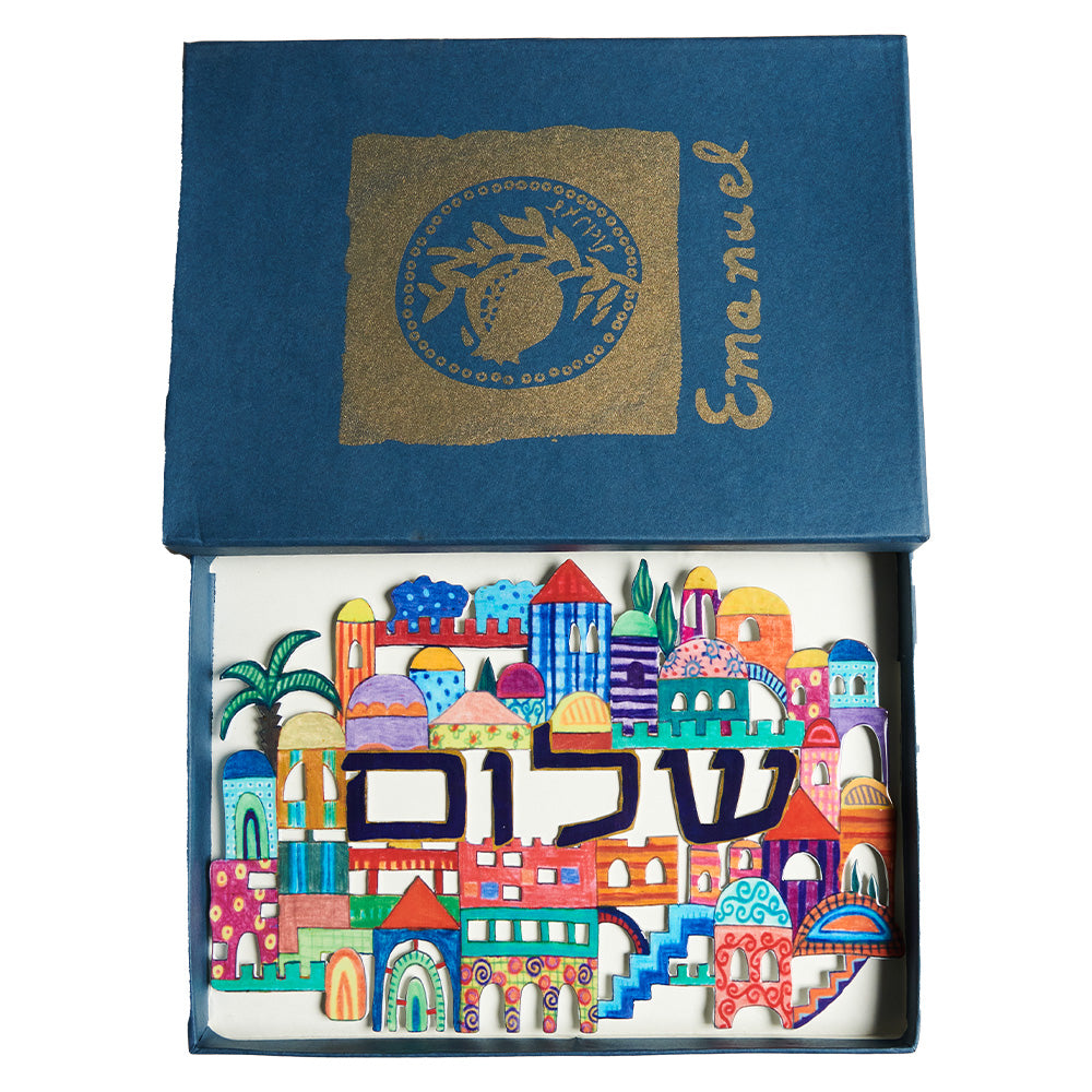 Colorful Metal "Shalom" Wall Hanging – Jerusalem