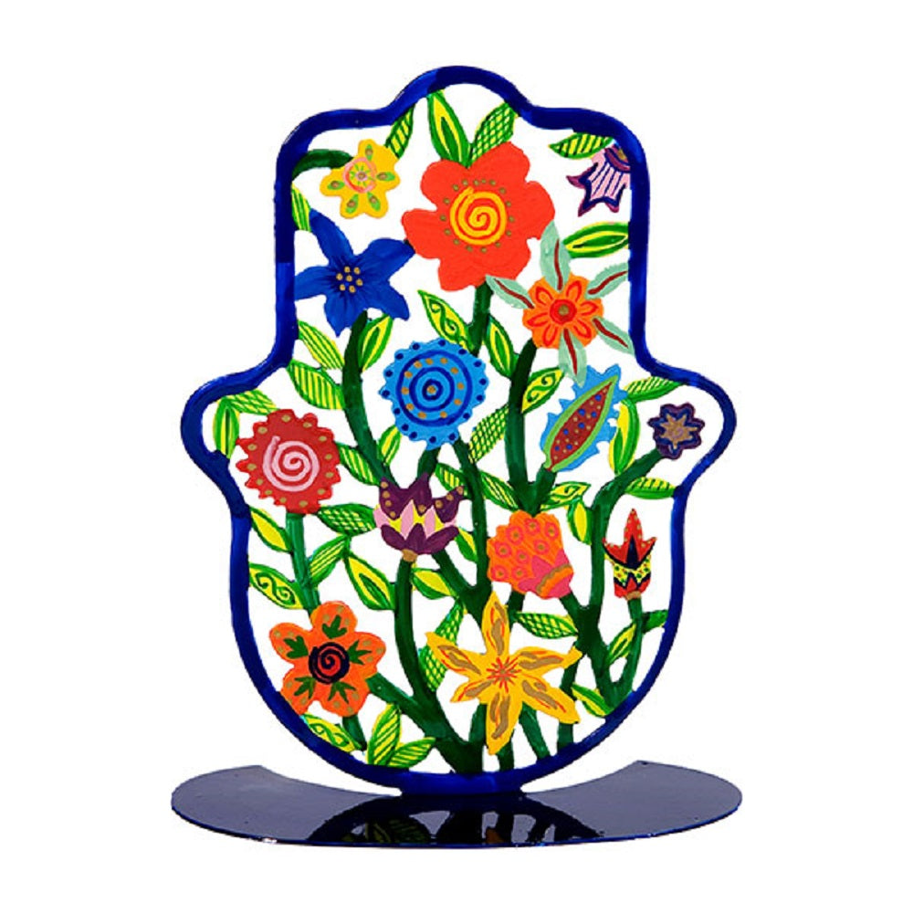 Large Hand-Painted Floral Hamsa Stand