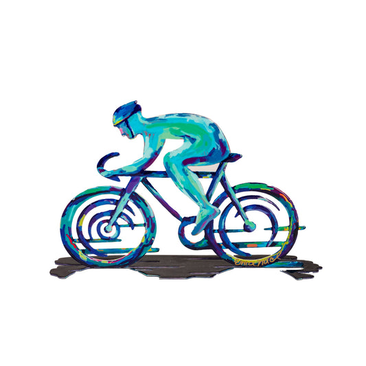 Metal Cyclist Sculpture 7.5” x 9.8” – Double-Sided