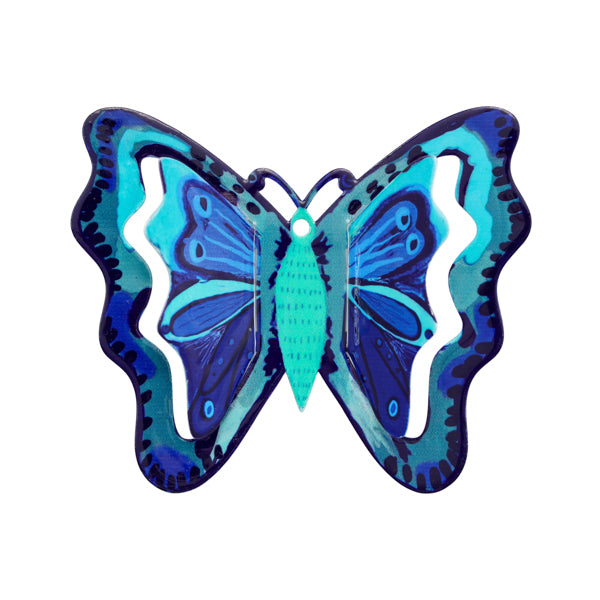 Colorful Metal Butterfly Wall Hanging - Medium - 5.9" x 6.7", Shades of Blue