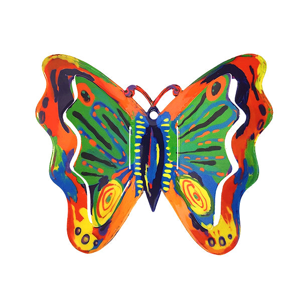 Colorful Metal Butterfly Wall Hanging - Medium - 5.9" x 6.7", Green
