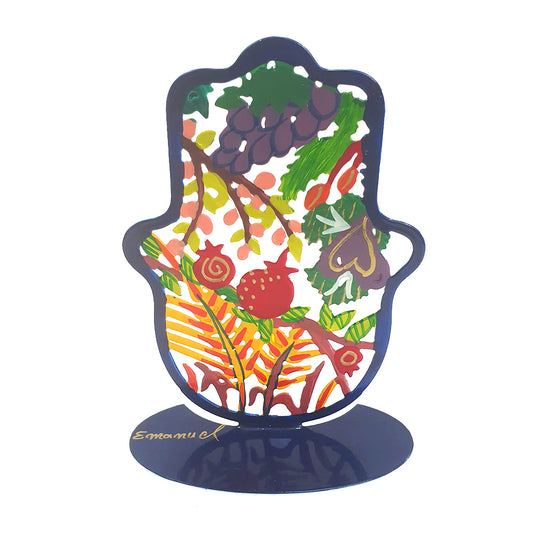 Hand-Painted Hamsa Stand - Seven Species