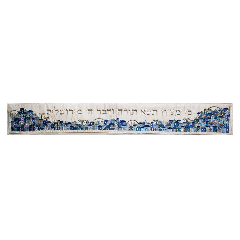 Luxurious Jerusalem Embroidered Tallit Set - Blue