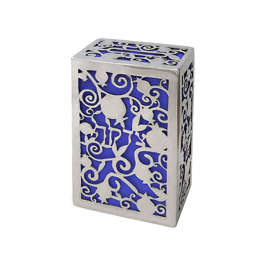 Modern Blue Metal Tzedakah Box – Pomegranates